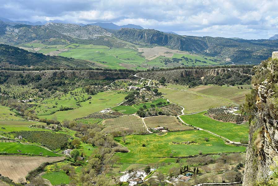 View from Ronda park - a mountaintop city in Spain’s Malaga province.