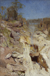 Arthur Streeton Fire's on 1891 oil on canvas 183.8 x 122.5 cm; 225.5 x 164 x 6.5 cm frame Art Gallery of New South Wales Purchased 1893 Photo: AGNSW