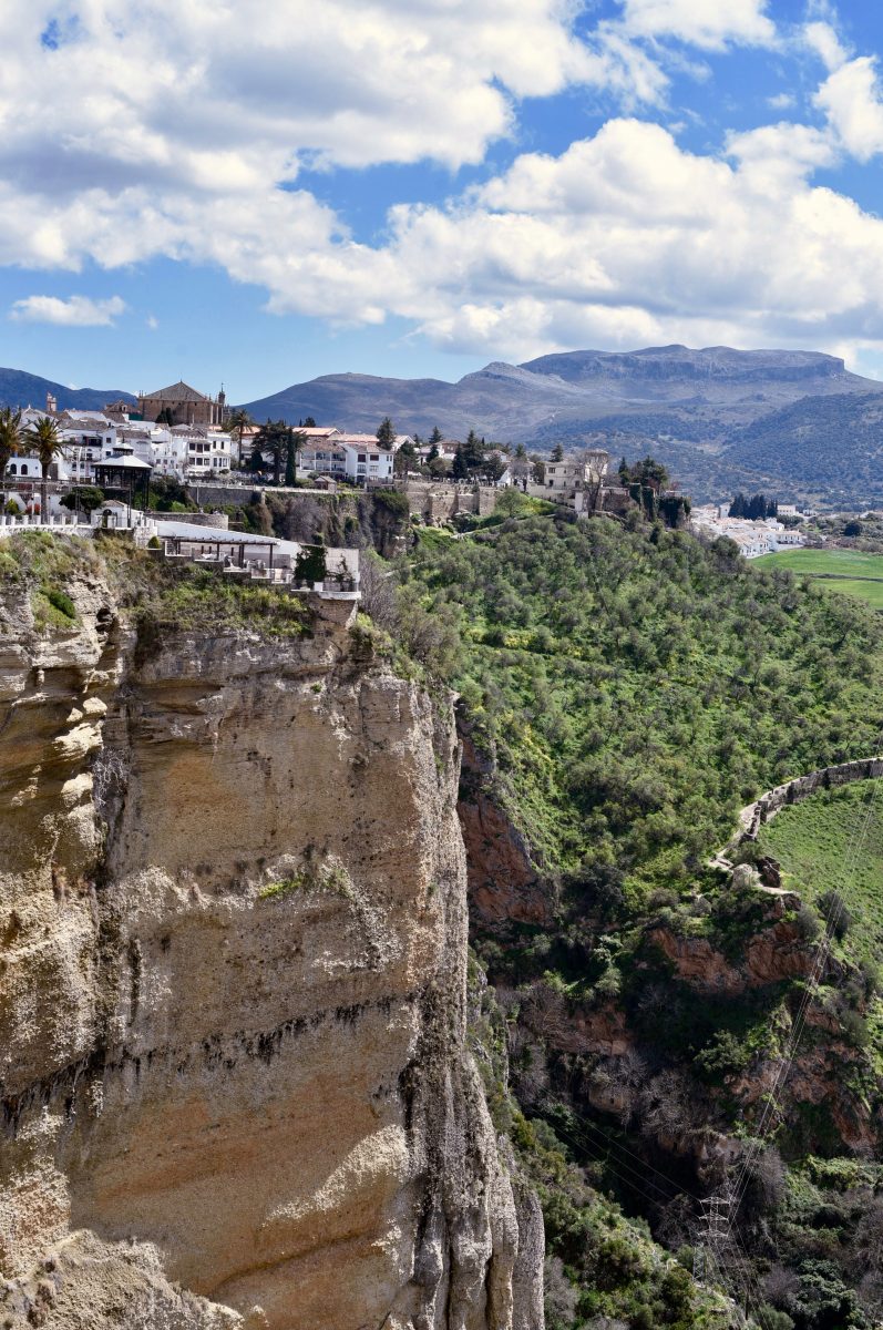 Limestone cliff Ronda - mountaintop city in Spain’s Malaga province.