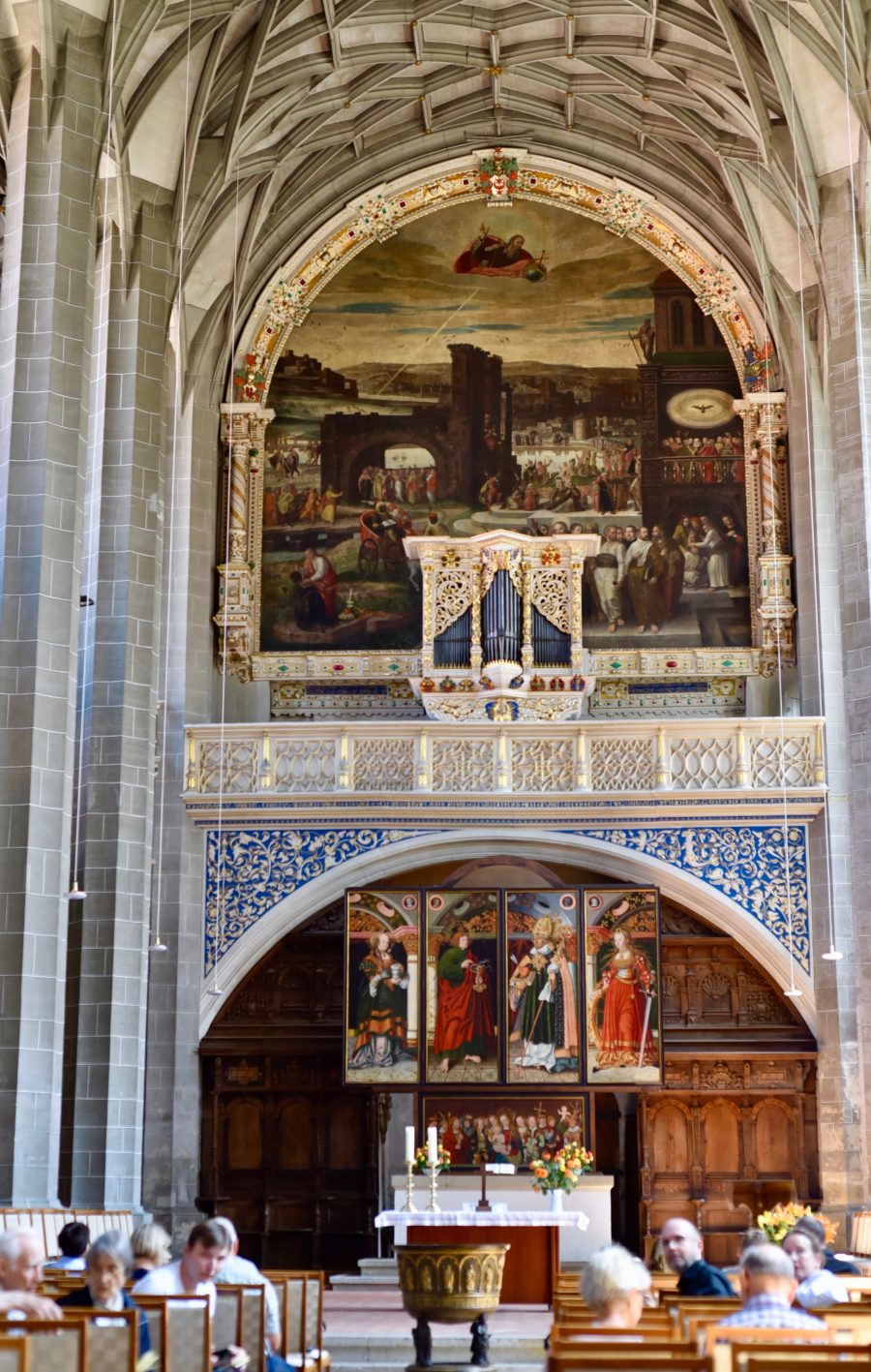 The famous Reichel organ in the Marktkirche in Halle. G.F. Händel played on it in his youth. Altar painting by Cranach's workshop. photo: Albert Ehrnrooth